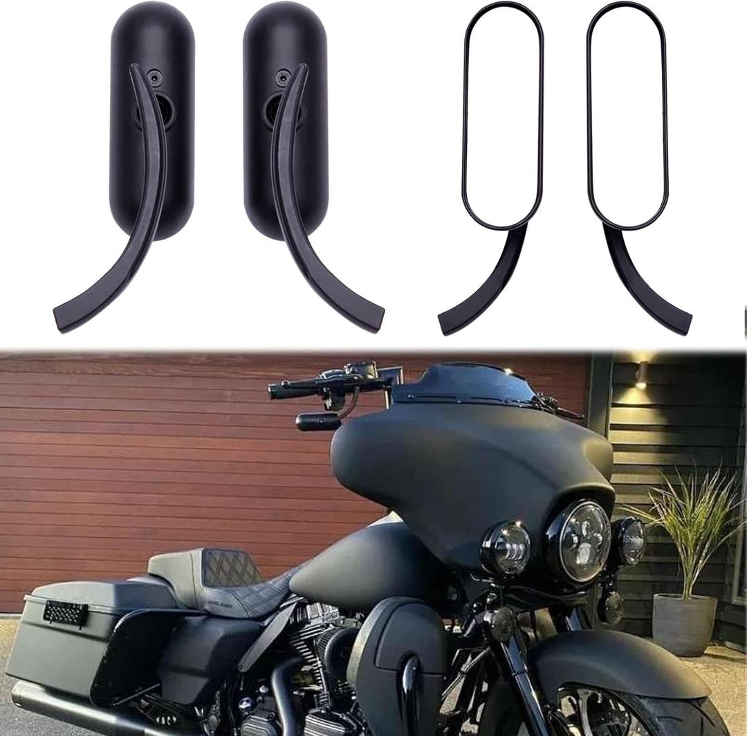 8mm 10mm Motorcycle Mini Black Sportster Mirrors Compatible with Honda Suzuki Harley Road King Street Electra Glide Road Glide Dyna Softail Rearview 1982-2018 2019 2020 (Black#1)