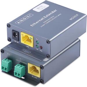 Ethernet Range Extender Repeater Kit, Ethernet LAN Range Extension Distance 6560FT 2000m Over Cat5e/6/6e RJ45 Network Cable - 3280FT 1000m Over Twisted Pair Cable UTP IP Extender Adapter