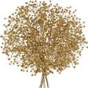 DILATATA 10 Pack Gold Baby's Breath Artificial Flowers Bulk 3 Branches Faux Baby Breath Plastic Flowers Fake Gypsophila Flower Arrangement Fake Flowers Bouquet for Wedding Home Decor