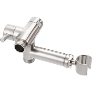 NearMoon Solid Brass Shower Arm Diverter with Handheld Mount, G1/2 3-Way Diverter Valve with Holder Bathroom Universal System Replacement Part for Hand and Fixed Shower Head (Brushed Nickel)