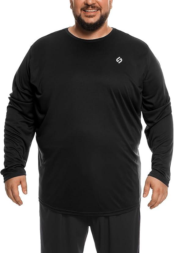 Big and Tall Mens Long Sleeve T-Shirt UPF 50+ Sun Protection Tees Moisture Wicking Black
XL
