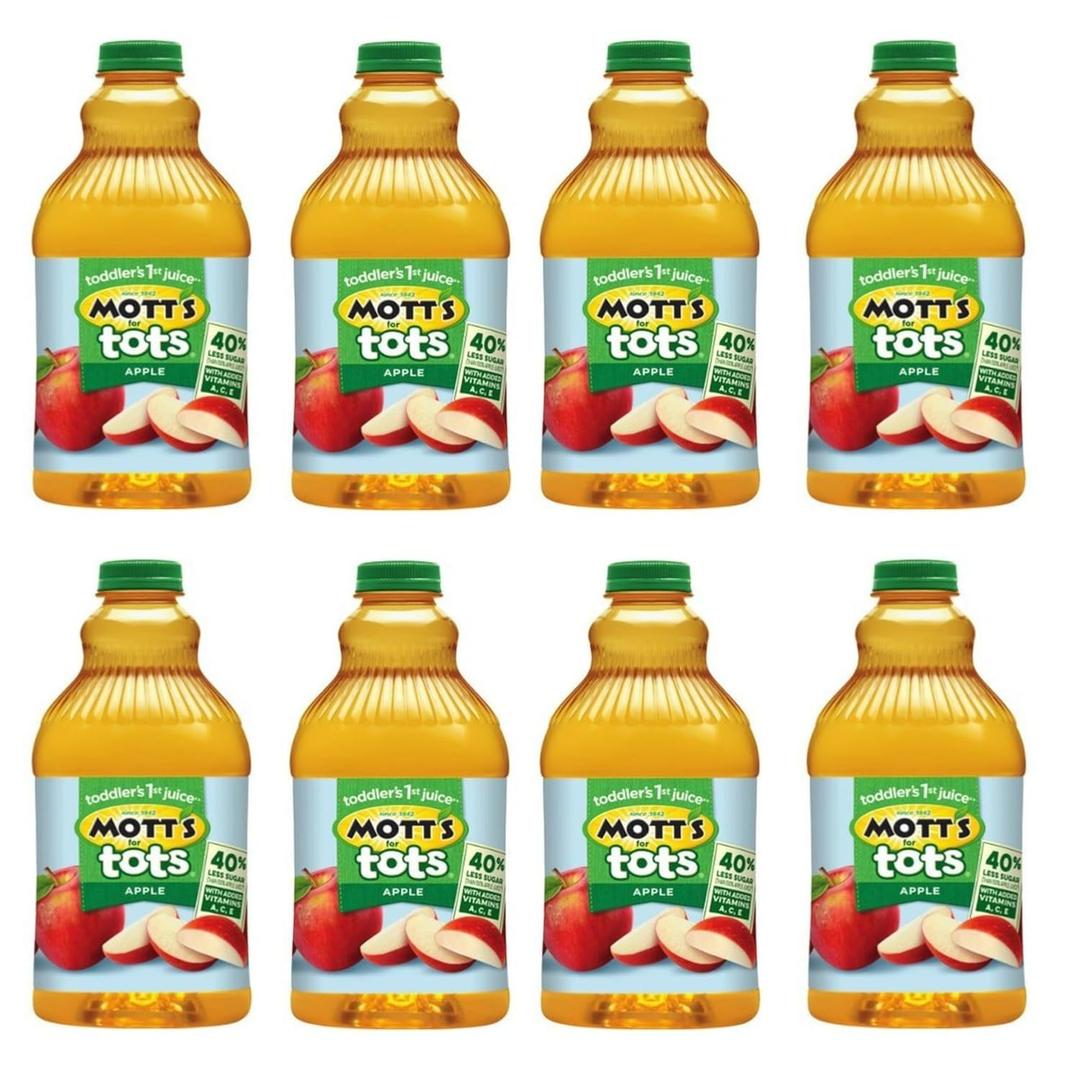Mott's For Tots Apple, 64 Fl Oz Bottle, Juice With Purified Water, Good Source Of Vitamin C, 40% Less Sugar Than 100% Apple Juice, No Artificial Sweeteners, bb date Dec 2029