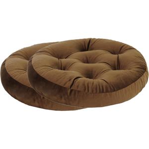 2-Pack Outdoor/Indoor Wicker Patio Seat Cushion Pad, Water Repellent, 18.5-Inch, Dining Chair Cushion, Set of 2 (Coffee Brown)