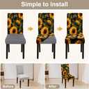 Sunflower Spring Chair Covers Set of 4, Stretchable Kitchen Chair Covers Dining Room Yellow Sunflower Decorations Dining Chair Slipcovers Chair Protectors