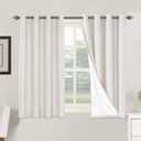 H.VERSAILTEX Primitive Linen Curtains 100% Blackout Curtain Drapes Burlap Fabric Curtains with White Thermal Insulated Liner, Grommet Top Drapes Living Room/Bedroom (2 Panels, 52 x 54 Inch, Ivory)