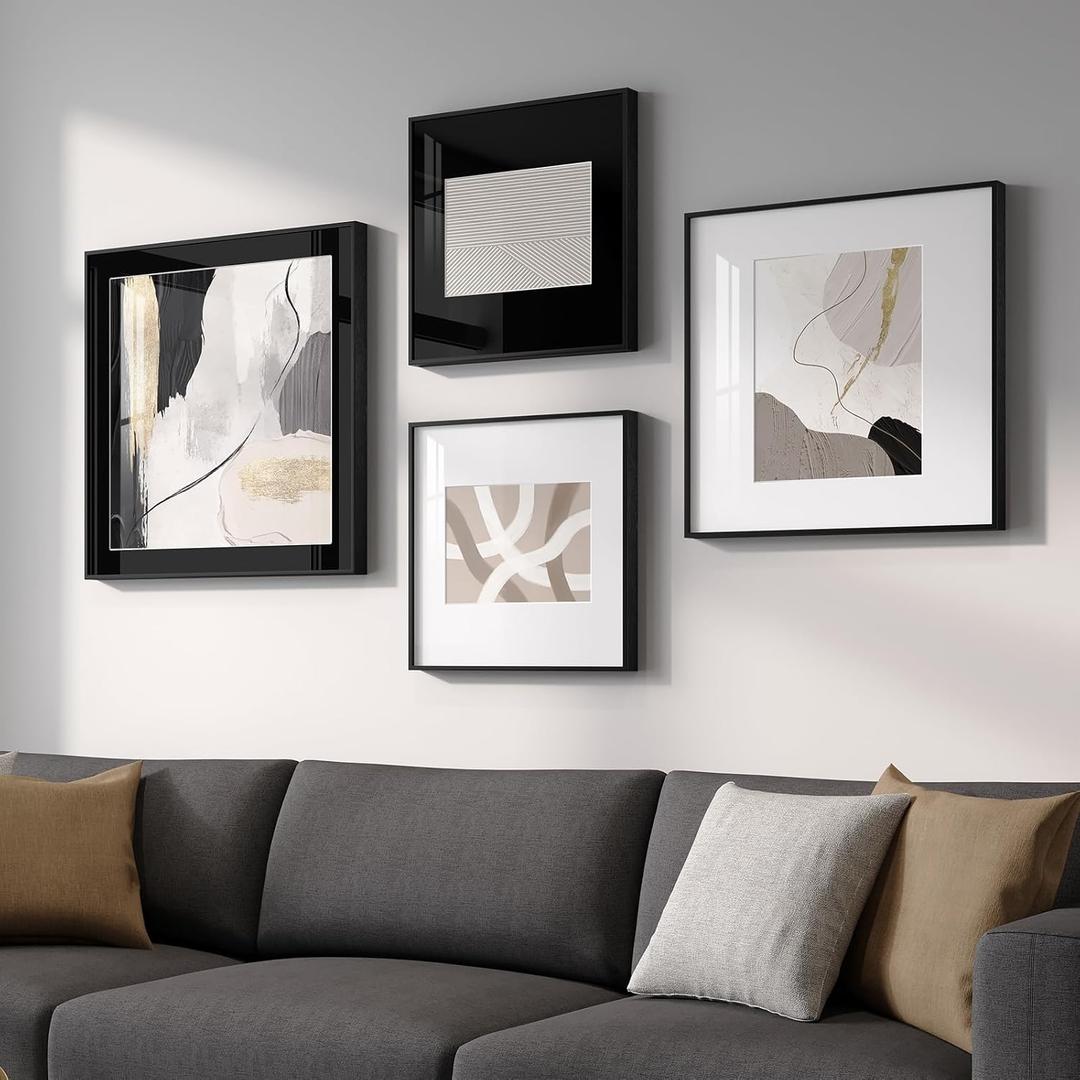 Framed Abstract Wall Art for Living Room, 4 Piece Modern Art Prints Paintings Artwork for Walls, Minimalist Abstract Pictures for Hallway Dining Room Bedroom Office Wall Decor