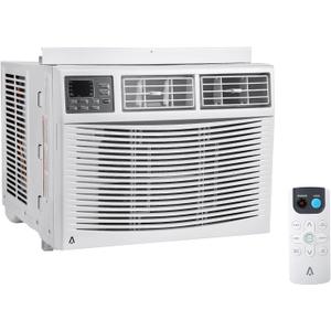 10,000 BTU Window Air Conditioner, 115V, Window AC Cools up to 450 Sq. Ft for Bedroom, Living Room, Quiet Operation with Remote Control, 3 Cooling & Fan Speeds, Auto Restart, White