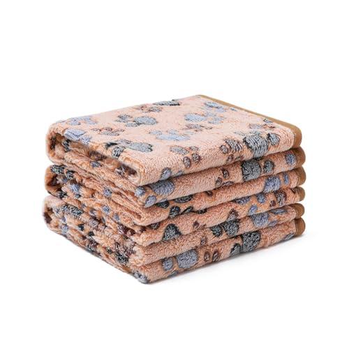 1 Pack Blanket Super Soft Fluffy Premium Fleece Pet Blanket Flannel Throw for Dog Puppy Cat Paw Brown Small(23x16 inch)