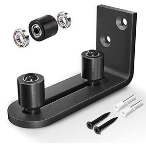EaseLife Sliding Barn Door Bottom Floor Guide, Ball Bearings Adjustable Stay Roller, Wall Mount System, Flush Flat Bottom Design, 2 Assemble Setup Options, Fit All Size Door, Black