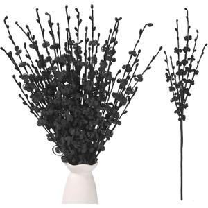 Wootkey 10pcs 17.5" Faux Jasmine Artificial Flowers Tall Black Floral Branches Stem for Home Wedding Vase Filler Anniversary Party DIY Decoration