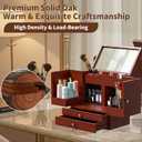 Makeup Organizer Countertop with Drawers: Wooden Multifunctional Dresser Top Cosmetics Storage Tabletop Skin Care Organizer Shelf for Desktop, Skincare, Beauty Supplies, Cosmetics Display