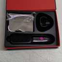 Go Brush Pro Hair Cordless Straightener, Cordless Hair Straightener with Charging Base, Type-C Charging, 20s Fast Heat, with 3 Temperature Settings, Mini Hair Straightening Brush for Travel (Black)