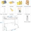 Over The Sink Dish Drying Rack, Adjustable (25.5 to 36.5 inch) 2 Tier Metal Steel Dish Drying Racks for Kitchen Counter with Hooks Paper Towel Utensil Cup Holder Sink Caddy (White)