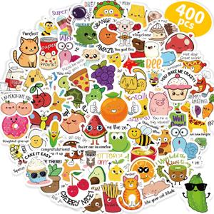Benresive 400 Pcs Cute Kawaii Stickers Bulk - 80 Styles, Waterproof Vinyl for Kids, Teens, Girls - Hydroflask, Laptop, Skateboard, Classroom Sticker Packs
