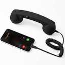 Retro Phone Handset, 2026 New Retro Style TypeC Phone Handset,Vintage Wired Plug in Handheld Cell Phone Receiver with Microphone, Suitable for Cell Mobile Video Conferences,Calls,Meetings (Black)