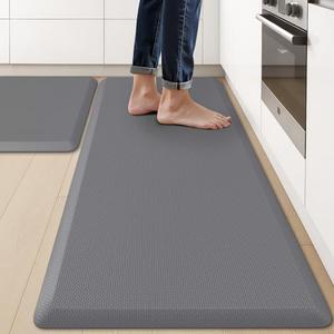 Kitchen Rug Cushioned Anti-Fatigue Non-Slip Waterproof Kitchen Mat Comfort Foam Standing Mat for Floor Office Sink Laundry (Grey), 1piece