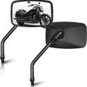 Universal Motorcycle Mirrors - 10mm Black Rectangle Handlebar Rearview Side Mirrors Compatible with Honda Shadow Kawasaki Suzuki Cruiser Scooter Street Dirt Bike Cruiser Chopper Touring