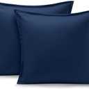 Bare Home Euro Pillow Sham Covers - Set of 2 - Premium 1800 Ultra-Soft Microfiber - Double Brushed - Bed Pillow Shams - Pillows Not Included (Set of 2, Dark Blue)