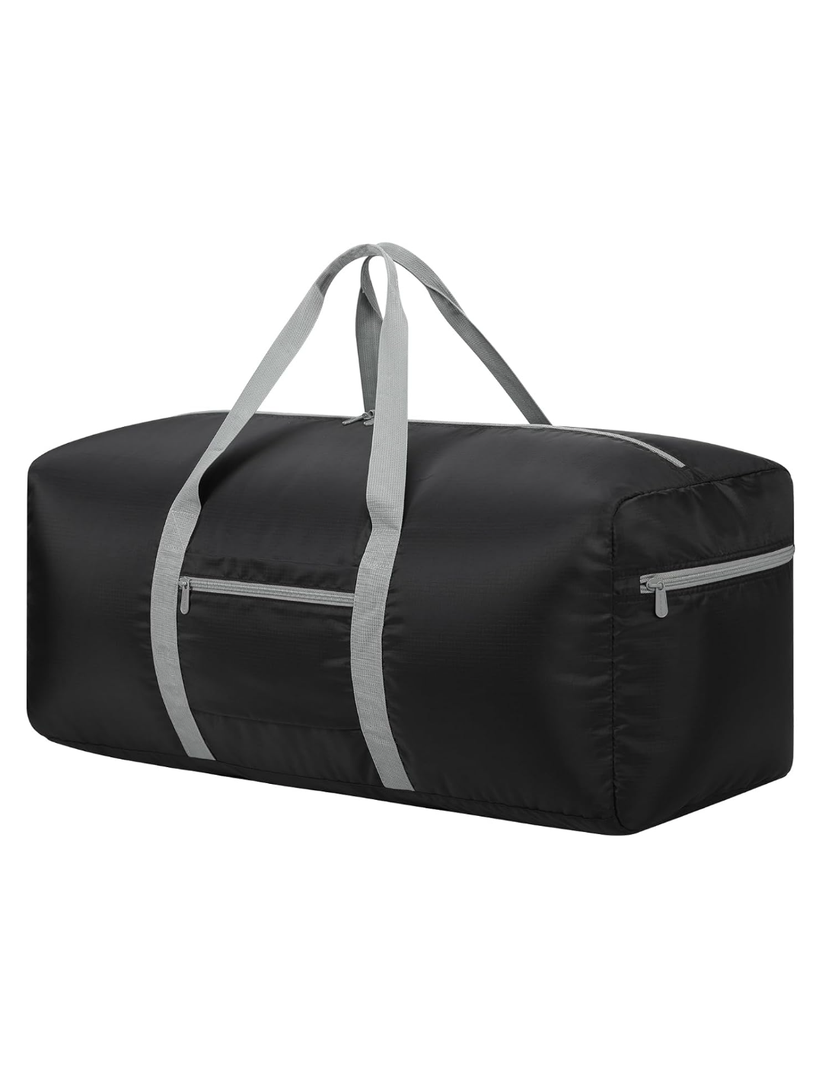 Foldable Duffle Bag for Travel - 30 inch / 75L Large Spare Travel Duffel Bag Lightweight with Trolley Sleeve - Black