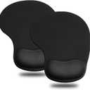 JIKIOU Mouse Pad, 2 Pack Ergonomic Mouse Pads with Comfortable Gel Wrist Rest Support and Smooth Cloth, Non-Slip PU Base for Easy Typing Pain Relief Durable and Easy to Clean Small Black