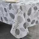 Vinyl Tablecloth with Flannel Backing - Waterproof, Oil-Proof, Easy to Clean -Plastic Table Cloth - Perfect for Dining Tables, Kitchen Tables, Parties (Leaves, 54×54 Inch Square)