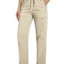 Women's Hiking Pants with Zipper Pockets Quick Dry Water Resistant Elastic Waist Cargo Joggers Lightweight Casual Travel Outdoor Safari Clothes Petite Light Khaki S