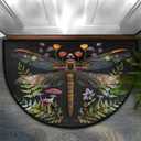 Half Round Doormat Animal Dragonfly Boho Washable Semi Circle Mat Non Slip Absorbent Half Moon Rugs for Indoor Outdoor Entrance Kitchen Bathroom Bedroom Patio Fireplace Floor Carpet Decor, 36x24in