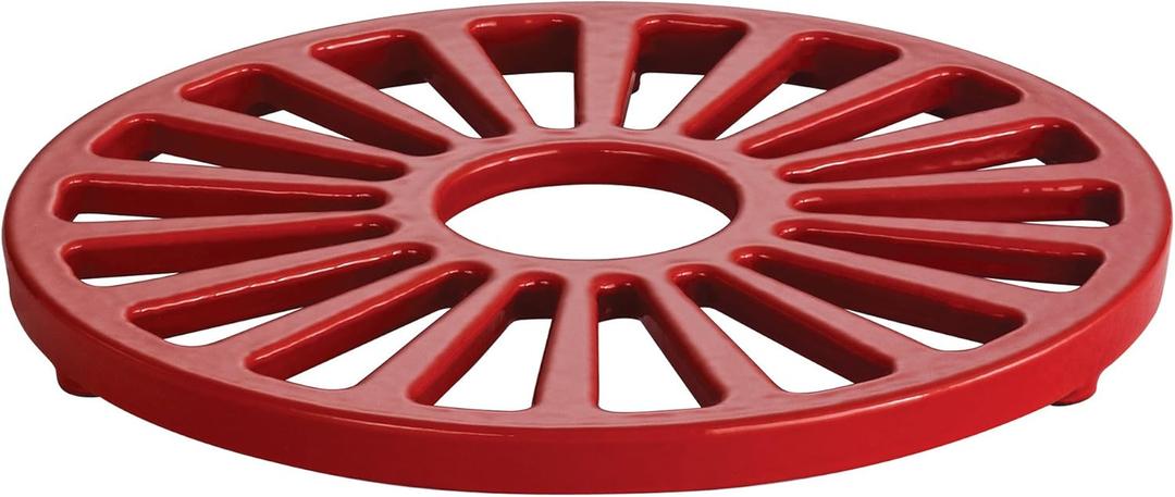 Tramontina Bestow Enameled Cast Iron Round Trivet, 7-inches, Red, Kitchen Potholder for Hot Pans, Pots and Dishes