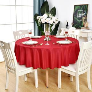 Red Round Tablecloth - Waterproof Stain Resistant Wrinkle Free Table Cloth, 210GSM Polyester Washable Wipeable Table Cover for Party, Banquet, Wedding, Indoor and Outdoor(108 inch, Circle)