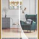 Yotache White Magnet Screen Door Curtain Fit Doors 34 x 80, Screen Size 36" x 81" Patio Screen High Transparent Hands Free Entry Great for Pet and Kid (White & Middle Opening)