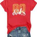 Game Day Shirt Women: Team Fan T-Shirt Cute Football Heart Graphic Tees Casual Season Short Sleeve Tops (Small, Red2)