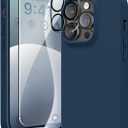 GONEZ for iPhone 14 Pro Case, Compatible with Magsafe, with Screen Protector + Camera Lens Protector, Soft Anti-Scratch Microfiber Lining, Shockproof Liquid Silicone Phone Cover, Dark Blue