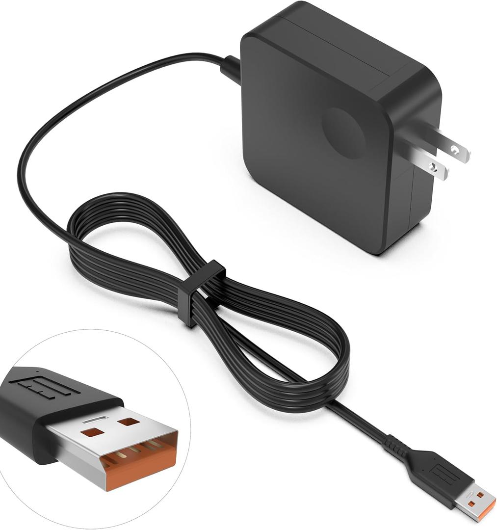 Futurebatt 65W Adapter Charger Cord for Lenovo Yoga 3 Pro, Yoga 700-11ISK 700-14ISK 80QE Yoga 900 900-13ISK Yoga 3 11,3 14 Laptop with USB Cable Power Supply Adapter