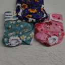 Pet Soft Washable Female Diapers (3 Pack) Female Dog Diapers, Comfort Reusable Doggy Diapers for Girl Dog in Period Heat (Cute Flower, S) (Small:10''-14'')