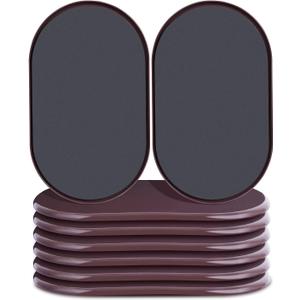 Reusable Large Furniture Sliders for Carpet, Furniture Movers Sliders, Carpet Movers Oval Heavy Duty Sofa Bed Table Desk Movers for Carpet Quickly and Easily Move Any Item, Brown (8 Pack)