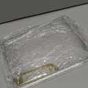 uxcell Plastic Serving Tray with Golden Handle, 12 x 8.6 Modern Rectangular Decorative Tray Acrylic Reusable Tea Platter for Countertop Bathroom Kitchen Home Restaurant, Transparent