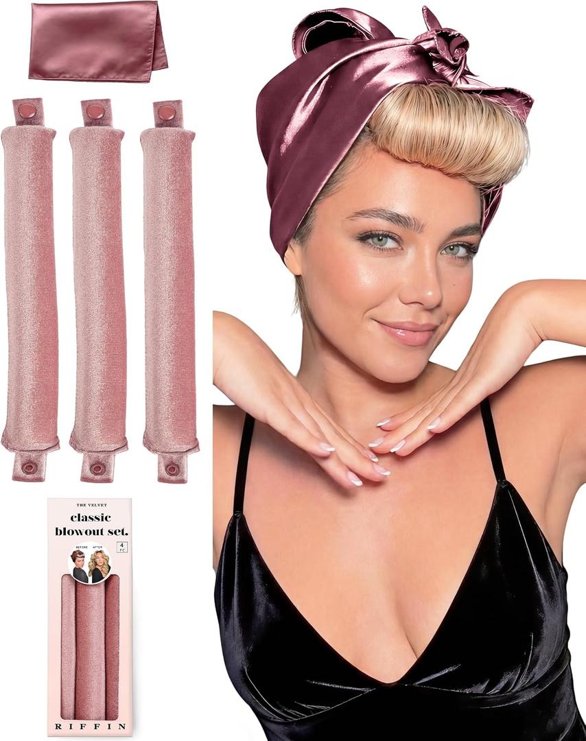 Classic Heatless Curls Overnight Rods - Upgraded Directional Grip Velvet Heatless Hair Curler to Sleep in No Heat Heatless Curling Flexi Rods Foam Hair Rollers for Blowout Look Medium & Long Hair