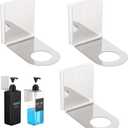 Segbeauty Stainless Soap Bottle Dispenser, 3 Pack Dia 1.1in 2.8cm Drill-Free Wall Mounted Rack, Adhesive Wall Mount Bottle Holder for Shower Gel Bathroom Toilet Kitchen, Sliver (Silver)