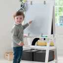 Little Partners Deluxe Learn 'N Play Toddler Easel for Kids, Two-Sided Art Center with Chalkboard, Magnetic Dry Erase Whiteboard, Paper Feed, Storage Bins, Paint Containers (Soft White)