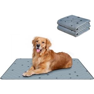RIOUSSI Washable Pee Pads for Dogs, Reusable, Absorbent, Leakproof, Non Slip Pet Puppy Pads for Potty Training. Gray Stars, 36x72 Inch(2pack)