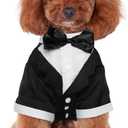 Kuoser Dog Tuxedo, Formal Dog Costume with Bow Tie Pet Wedding Suit Party Birthday Outfit, Dogs Tux Soft Shirt for Valentines Christmas Halloween Graduation Cosplay, Black 3XL