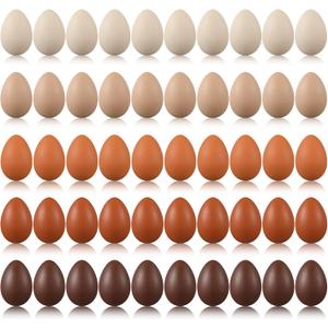 Beeveer 50 Pcs Plastic Easter Eggs Bulk for Easter Hunt 1.6 x 2.4 Inch Colorful Hanging Plastic Eggs for Basket Fillers Party Favor DIY Crafts Decoration(Brown Series)