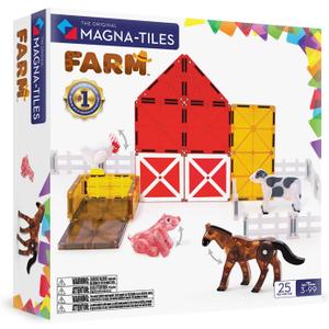 MAGNA-TILES Farm Animals 25-Piece Magnetic Construction Set, The ORIGINAL Magnetic Building Brand