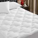 Quilted Mattress Pad Pillow Top Mattress Cover Protector Cooling Soft for Breathable Padded Deep Pocket 8-21 Fitted Supportive(White, Queen Size)