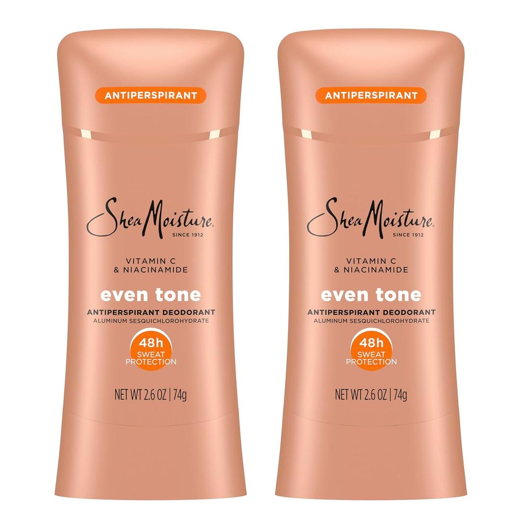 SheaMoisture Antiperspirant Deodorant Stick Even Tone Vitamin C & Niacinamide 2 Count for 48HR Sweat & Odor Protection with No Parabens & No Mineral Oil 2.6 oz SheaMoisture Antiperspirant Deodorant Stick Even Tone Vitamin C & Niacinamide 2 Count for 48HR Sweat & Odor Protection with No Parabens & No Mineral Oil 2.6 oz