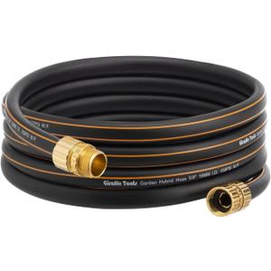 Giraffe Tools Garden Hose 5/8" Custom Length, No Kink, Flexible, Leakproof Water Hose, 600 Burst PSI, 10ft Male Female Fittings,Black Orange