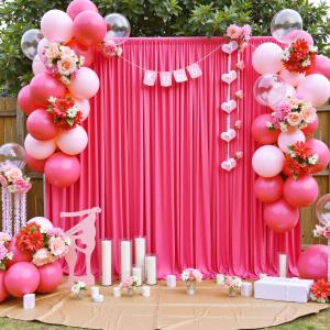 10 ft x 10 ft Wrinkle Free Hot Pink Backdrop Curtains for Parties, Polyester Fuchsia Photo Backdrop Drapes for Wedding Birthday Party Baby Shower,5ft x 10ft, Set of 2 Panels