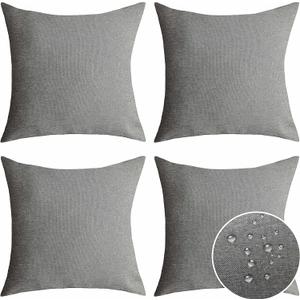 Home Brilliant Outdoor Euro Shams Set Throw Pillows Covers 20x20 Grey Couch Pillow Covers Decorative Pillowcase, 20inch, 50cm, Pack of 4, Light Grey