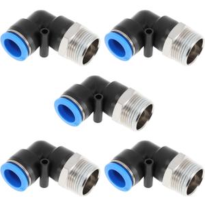 Push to Connect Air Fittings 5/8" 90 Degree Air Line Quick Joint Plastic Nickel-plated Copper 3/4"NPT 5 Pcs Blue Black