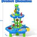 Kids Flower Water Sand Table for Toddlers - 2-Tier Outdoor Water Sand Play Table Toys for Boys Girls, Summer Splash Activity Sensory Table Party Birthday Gift for Kids 3-5 6-12(Blue)